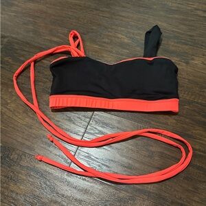 Tiger Friday Women's Black & Coral/Orange Color Tie Sports Bra Size Adult Small